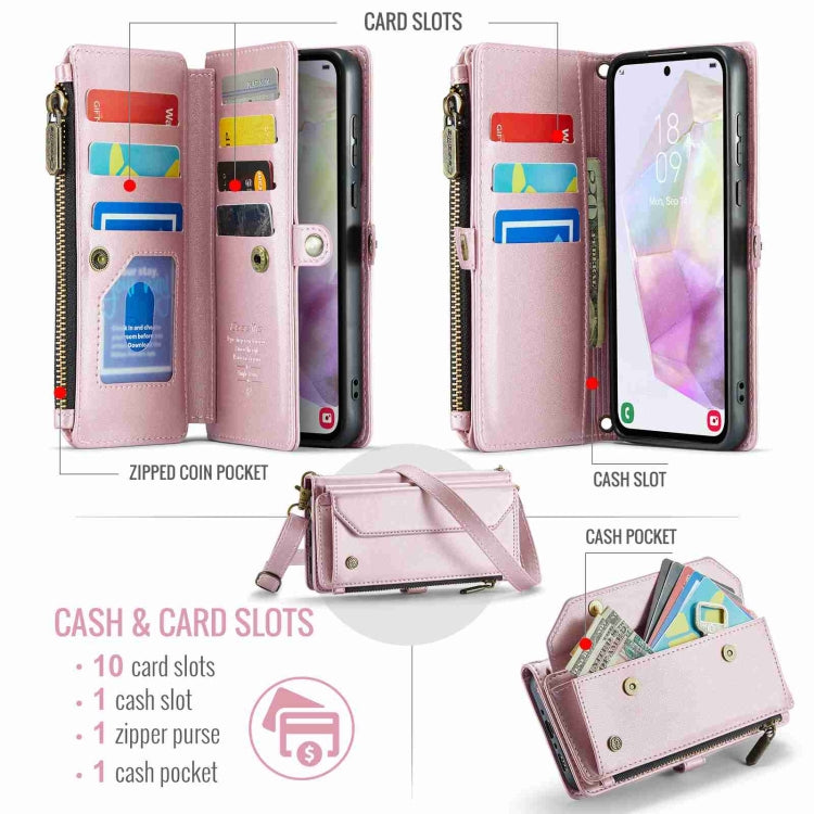 For Samsung Galaxy A35 5G CaseMe C36 Card Slots Zipper Wallet RFID Anti-theft Leather Phone Case(Pink) - Galaxy Phone Cases by CaseMe | Online Shopping South Africa | PMC Jewellery | Buy Now Pay Later Mobicred