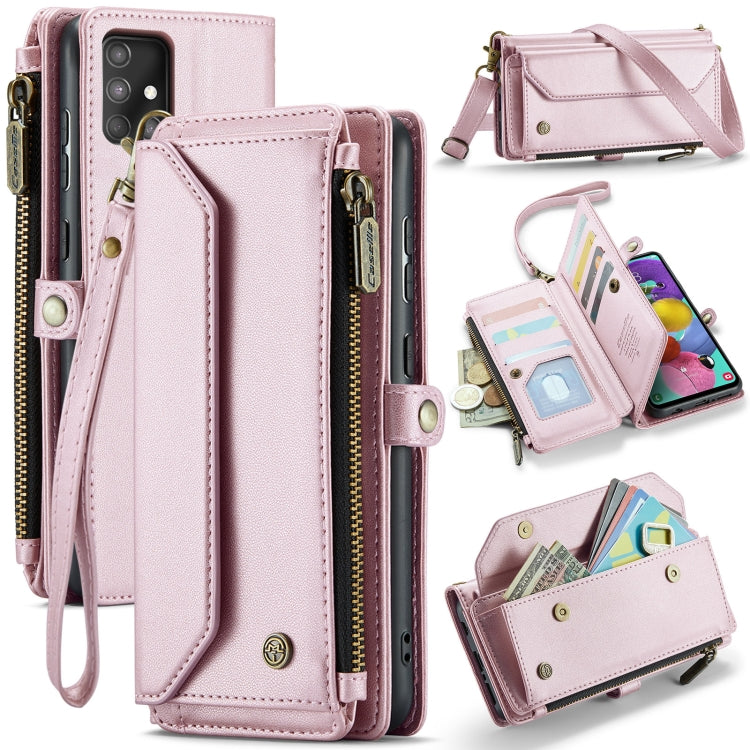 For Samsung Galaxy A51 4G CaseMe C36 Card Slots Zipper Wallet RFID Anti-theft Leather Phone Case(Pink) - Galaxy Phone Cases by CaseMe | Online Shopping South Africa | PMC Jewellery | Buy Now Pay Later Mobicred