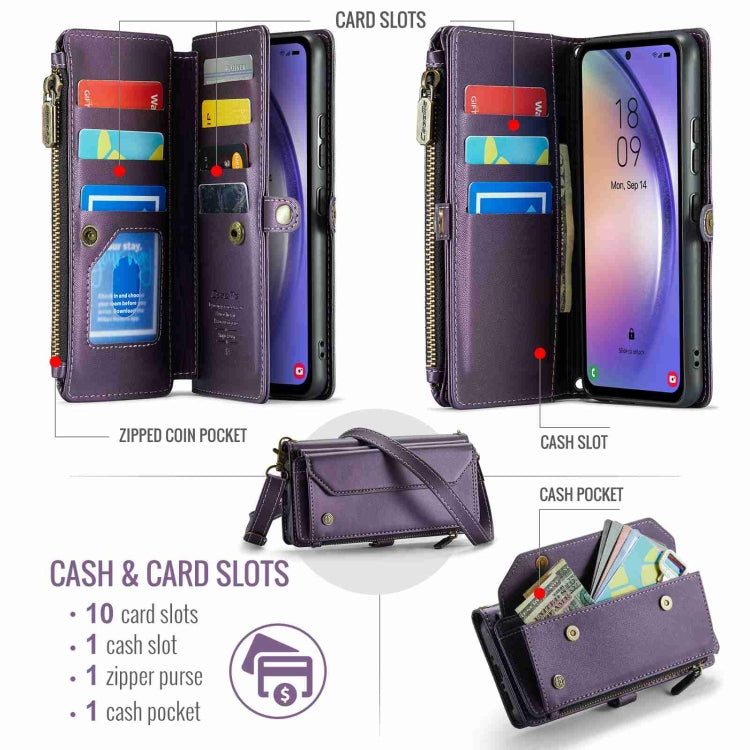 For Samsung Galaxy A54 5G CaseMe C36 Card Slots Zipper Wallet RFID Anti-theft Leather Phone Case(Purple) - Galaxy Phone Cases by CaseMe | Online Shopping South Africa | PMC Jewellery | Buy Now Pay Later Mobicred