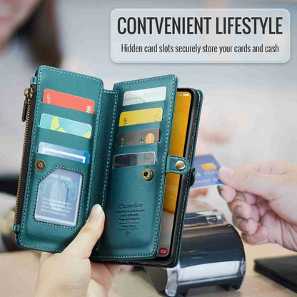 For Samsung Galaxy A72 CaseMe C36 Card Slots Zipper Wallet RFID Anti-theft Leather Phone Case(Blue-green) - Galaxy Phone Cases by CaseMe | Online Shopping South Africa | PMC Jewellery | Buy Now Pay Later Mobicred