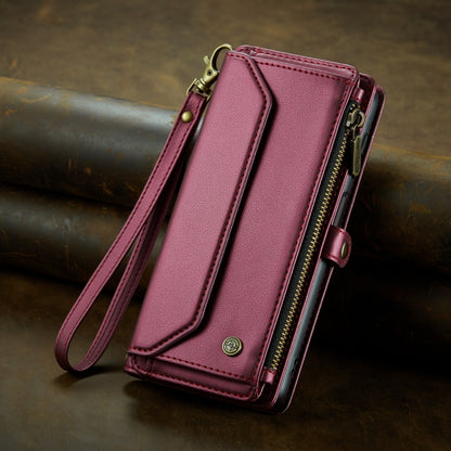 For Samsung Galaxy S22+ 5G CaseMe C36 Card Slots Zipper Wallet RFID Anti-theft Leather Phone Case(Wine Red) - Galaxy S22+ 5G Cases by CaseMe | Online Shopping South Africa | PMC Jewellery | Buy Now Pay Later Mobicred