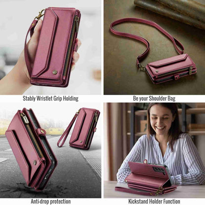 For Samsung Galaxy S22+ 5G CaseMe C36 Card Slots Zipper Wallet RFID Anti-theft Leather Phone Case(Wine Red) - Galaxy S22+ 5G Cases by CaseMe | Online Shopping South Africa | PMC Jewellery | Buy Now Pay Later Mobicred