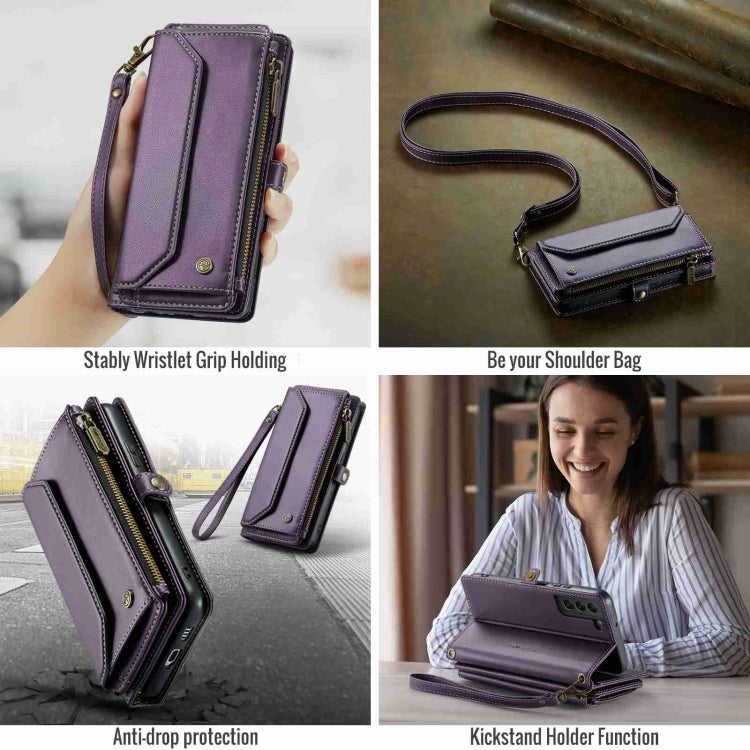 For Samsung Galaxy S22 5G CaseMe C36 Card Slots Zipper Wallet RFID Anti-theft Leather Phone Case(Purple) - Galaxy S22 5G Cases by CaseMe | Online Shopping South Africa | PMC Jewellery | Buy Now Pay Later Mobicred