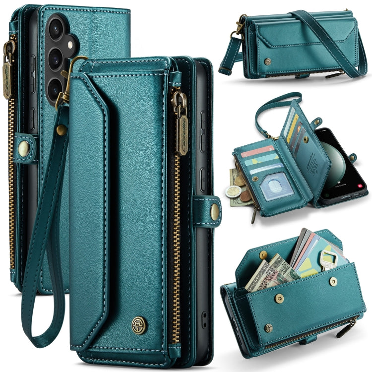 For Samsung Galaxy S23 FE 5G CaseMe C36 Card Slots Zipper Wallet RFID Anti-theft Leather Phone Case(Blue-green) - Galaxy S23 FE 5G Cases by CaseMe | Online Shopping South Africa | PMC Jewellery | Buy Now Pay Later Mobicred