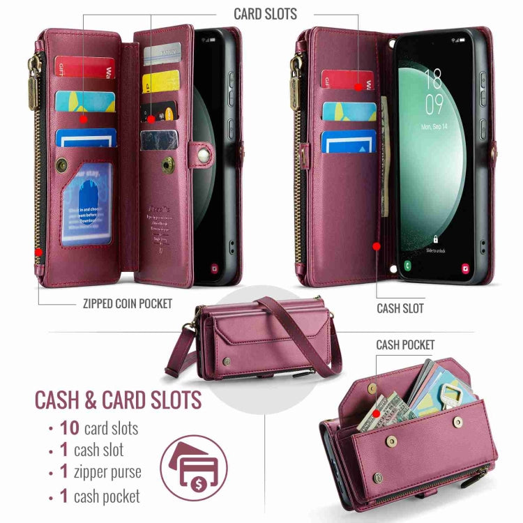 For Samsung Galaxy S23 FE 5G CaseMe C36 Card Slots Zipper Wallet RFID Anti-theft Leather Phone Case(Wine Red) - Galaxy S23 FE 5G Cases by CaseMe | Online Shopping South Africa | PMC Jewellery | Buy Now Pay Later Mobicred