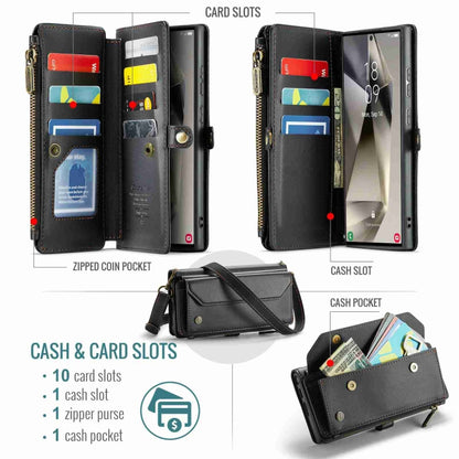 For Samsung Galaxy S24 Ultra 5G CaseMe C36 Card Slots Zipper Wallet RFID Anti-theft Leather Phone Case(Black) - Galaxy S24 Ultra 5G Cases by CaseMe | Online Shopping South Africa | PMC Jewellery | Buy Now Pay Later Mobicred