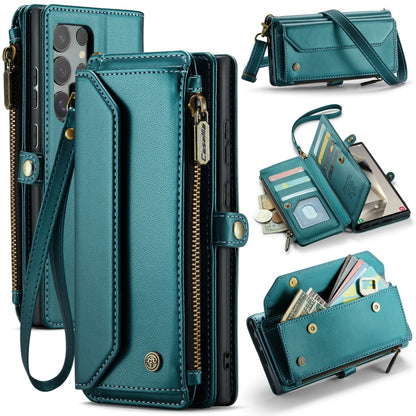 For Samsung Galaxy S24 Ultra 5G CaseMe C36 Card Slots Zipper Wallet RFID Anti-theft Leather Phone Case(Blue-green) - Galaxy S24 Ultra 5G Cases by CaseMe | Online Shopping South Africa | PMC Jewellery | Buy Now Pay Later Mobicred