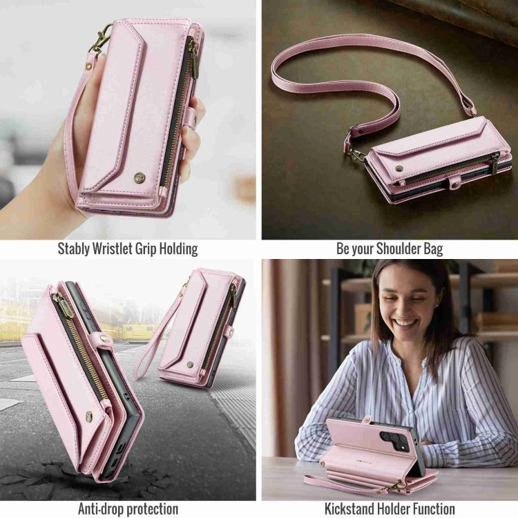 For Samsung Galaxy S24 Ultra 5G CaseMe C36 Card Slots Zipper Wallet RFID Anti-theft Leather Phone Case(Pink) - Galaxy S24 Ultra 5G Cases by CaseMe | Online Shopping South Africa | PMC Jewellery | Buy Now Pay Later Mobicred