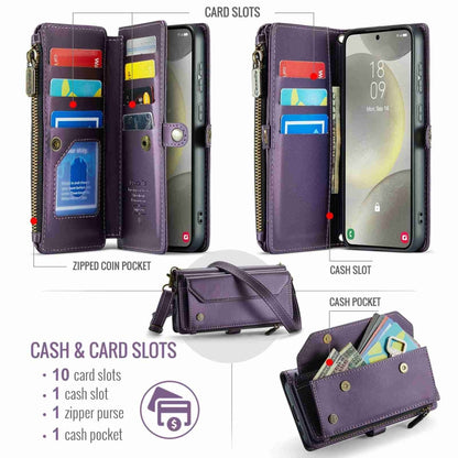 For Samsung Galaxy S24 5G CaseMe C36 Card Slots Zipper Wallet RFID Anti-theft Leather Phone Case(Purple) - Galaxy S24 5G Cases by CaseMe | Online Shopping South Africa | PMC Jewellery | Buy Now Pay Later Mobicred