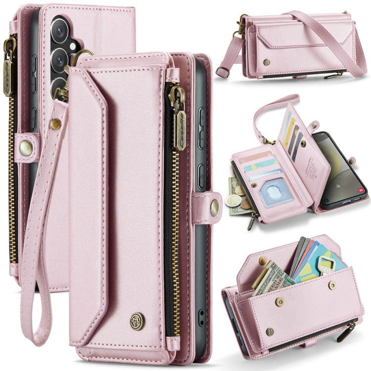 For Samsung Galaxy S24 5G CaseMe C36 Card Slots Zipper Wallet RFID Anti-theft Leather Phone Case(Pink) - Galaxy S24 5G Cases by CaseMe | Online Shopping South Africa | PMC Jewellery | Buy Now Pay Later Mobicred