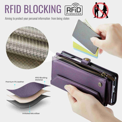 For Samsung Galaxy Z Fold3 CaseMe C36 Card Slots Zipper Wallet RFID Anti-theft Leather Phone Case(Purple) - Galaxy Phone Cases by CaseMe | Online Shopping South Africa | PMC Jewellery | Buy Now Pay Later Mobicred