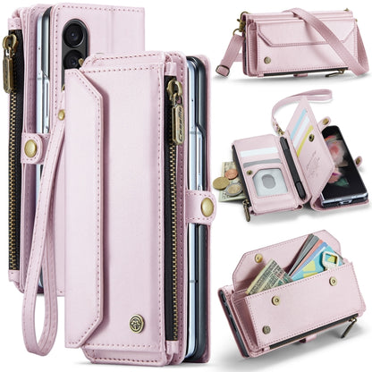 For Samsung Galaxy Z Fold3 CaseMe C36 Card Slots Zipper Wallet RFID Anti-theft Leather Phone Case(Pink) - Galaxy Phone Cases by CaseMe | Online Shopping South Africa | PMC Jewellery | Buy Now Pay Later Mobicred