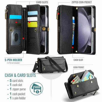 For Samsung Galaxy Z Fold5 CaseMe C36 Card Slots Zipper Wallet RFID Anti-theft Leather Phone Case(Black) - Galaxy Z Fold5 Cases by CaseMe | Online Shopping South Africa | PMC Jewellery | Buy Now Pay Later Mobicred