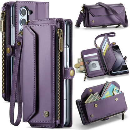 For Samsung Galaxy Z Fold5 CaseMe C36 Card Slots Zipper Wallet RFID Anti-theft Leather Phone Case(Purple) - Galaxy Z Fold5 Cases by CaseMe | Online Shopping South Africa | PMC Jewellery | Buy Now Pay Later Mobicred