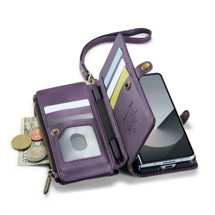 For Samsung Galaxy Z Fold6 5G CaseMe C36 Card Slots Zipper Wallet RFID Anti-theft Leather Phone Case(Purple) - Galaxy Z Fold6 5G Cases by CaseMe | Online Shopping South Africa | PMC Jewellery | Buy Now Pay Later Mobicred