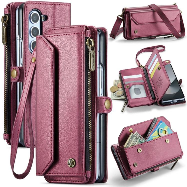 For Samsung Galaxy Z Fold6 5G CaseMe C36 Card Slots Zipper Wallet RFID Anti-theft Leather Phone Case(Wine Red) - Galaxy Z Fold6 5G Cases by CaseMe | Online Shopping South Africa | PMC Jewellery | Buy Now Pay Later Mobicred