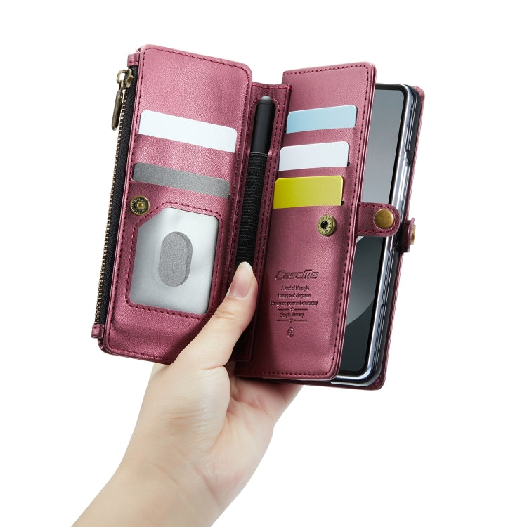 For Samsung Galaxy Z Fold6 5G CaseMe C36 Card Slots Zipper Wallet RFID Anti-theft Leather Phone Case(Wine Red) - Galaxy Z Fold6 5G Cases by CaseMe | Online Shopping South Africa | PMC Jewellery | Buy Now Pay Later Mobicred