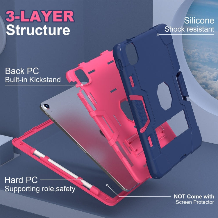 For iPad Air 11 2024 Contrast Color Silicone Acrylic PC Tablet Case with Holder(Navy Blue Rose Red) - iPad Air 11 2024 Cases by PMC Jewellery | Online Shopping South Africa | PMC Jewellery | Buy Now Pay Later Mobicred