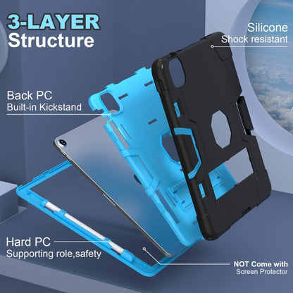 For iPad Air 11 2024 Contrast Color Silicone Acrylic PC Tablet Case with Holder(Black Blue) - iPad Air 11 2024 Cases by PMC Jewellery | Online Shopping South Africa | PMC Jewellery | Buy Now Pay Later Mobicred