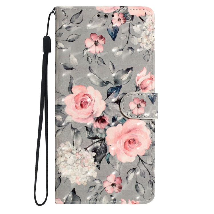 For Motorola Edge 2024 3D Pattern Leather Phone Case(Gray Base Flower) - Motorola Cases by PMC Jewellery | Online Shopping South Africa | PMC Jewellery | Buy Now Pay Later Mobicred