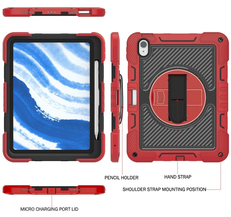 For iPad Air 11 2024 / Air 2022 10.9 360 Degree Rotation PC Contrast Silicone Tablet Case(Red + Black) - iPad Air 11 2024 Cases by PMC Jewellery | Online Shopping South Africa | PMC Jewellery | Buy Now Pay Later Mobicred