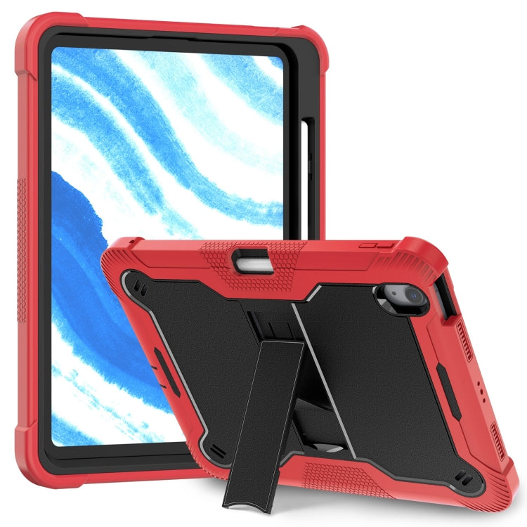 For iPad Air 11 2024 / Air 2022 10.9 Shockproof Silicone Hybrid PC Tablet Case with Holder(Black + Red) - iPad Air 11 2024 Cases by PMC Jewellery | Online Shopping South Africa | PMC Jewellery | Buy Now Pay Later Mobicred