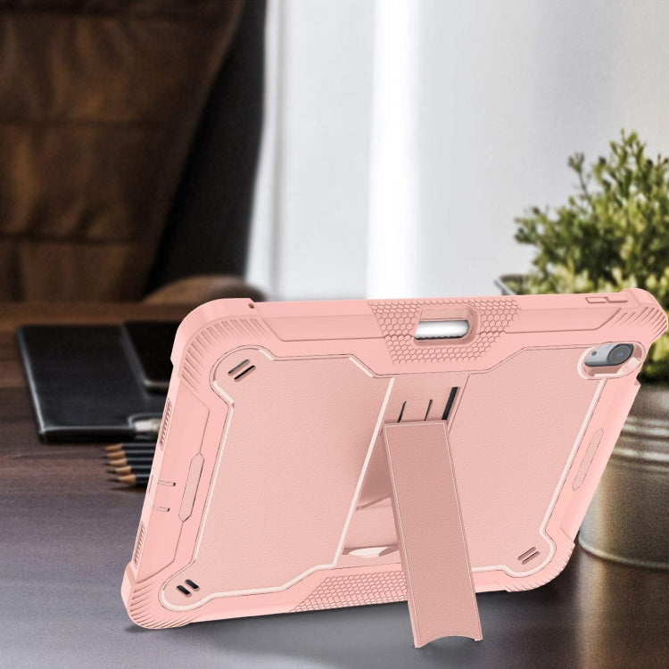 For iPad Air 11 2024 / Air 2022 10.9 Shockproof Silicone Hybrid PC Tablet Case with Holder(Rose Gold) - iPad Air 11 2024 Cases by PMC Jewellery | Online Shopping South Africa | PMC Jewellery | Buy Now Pay Later Mobicred