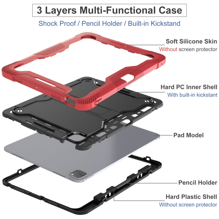 For iPad Pro 13 2024 Shockproof Silicone Hybrid PC Tablet Case with Holder(Black + Red) - iPad Pro 13 2024 Cases by PMC Jewellery | Online Shopping South Africa | PMC Jewellery | Buy Now Pay Later Mobicred