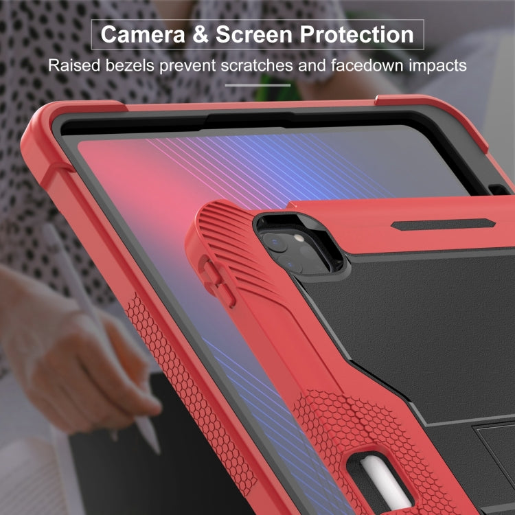 For iPad Pro 13 2024 Shockproof Silicone Hybrid PC Tablet Case with Holder(Black + Red) - iPad Pro 13 2024 Cases by PMC Jewellery | Online Shopping South Africa | PMC Jewellery | Buy Now Pay Later Mobicred