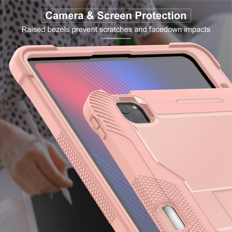 For iPad Pro 13 2024 Shockproof Silicone Hybrid PC Tablet Case with Holder(Rose Gold) - iPad Pro 13 2024 Cases by PMC Jewellery | Online Shopping South Africa | PMC Jewellery | Buy Now Pay Later Mobicred