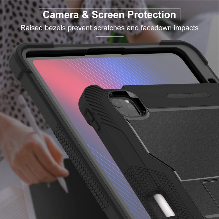 For iPad Pro 13 2024 Shockproof Silicone Hybrid PC Tablet Case with Holder(Black) - iPad Pro 13 2024 Cases by PMC Jewellery | Online Shopping South Africa | PMC Jewellery | Buy Now Pay Later Mobicred