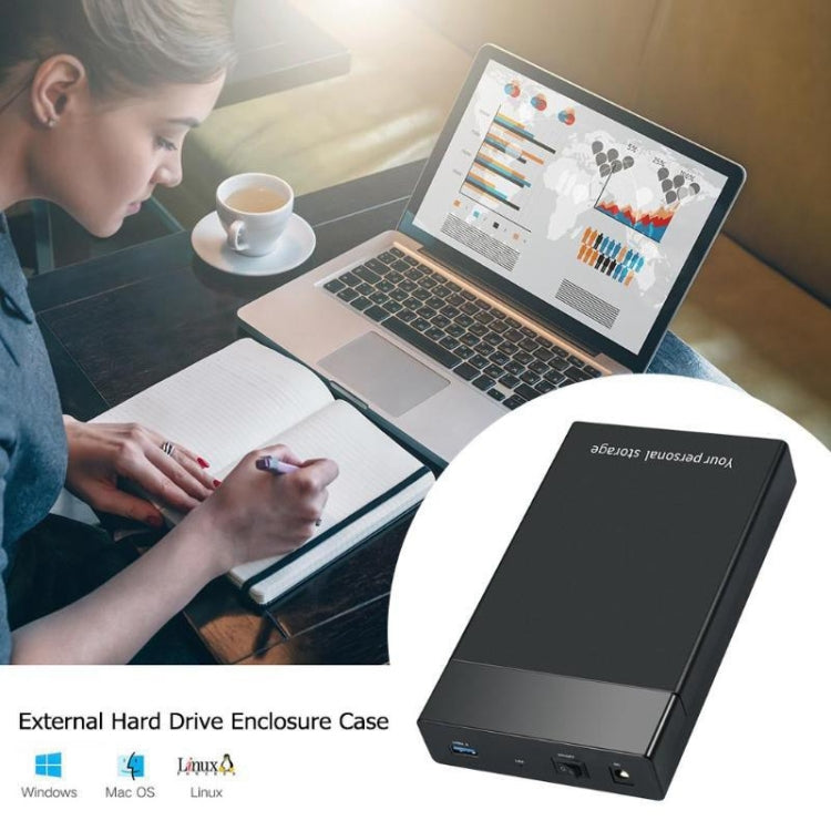 HDD 2.5 / 3.5 inch USB3.0 External Hard Drive Enclosure Case for Laptop Computer(US Plug) - HDD Enclosure by PMC Jewellery | Online Shopping South Africa | PMC Jewellery | Buy Now Pay Later Mobicred