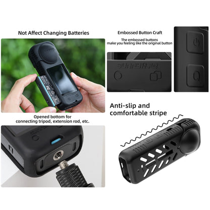 For Insta360 X4 Sunnylife Silicone Shockproof Case Lens Body Cover Kit(Black) - Case & Bags by Sunnylife | Online Shopping South Africa | PMC Jewellery | Buy Now Pay Later Mobicred