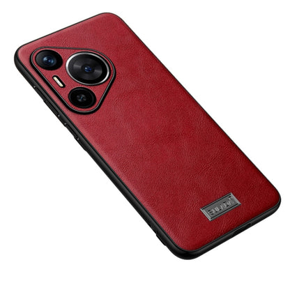 For Huawei Pura 70 SULADA Shockproof TPU Hybrid Handmade Leather Phone Case(Red) - Huawei Cases by SULADA | Online Shopping South Africa | PMC Jewellery | Buy Now Pay Later Mobicred