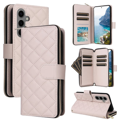 For Samsung Galaxy S24+ 5G Crossbody Rhombic Zipper Tower Buckle Leather Phone Case with Lanyard(Beige) - Galaxy S24+ 5G Cases by PMC Jewellery | Online Shopping South Africa | PMC Jewellery | Buy Now Pay Later Mobicred