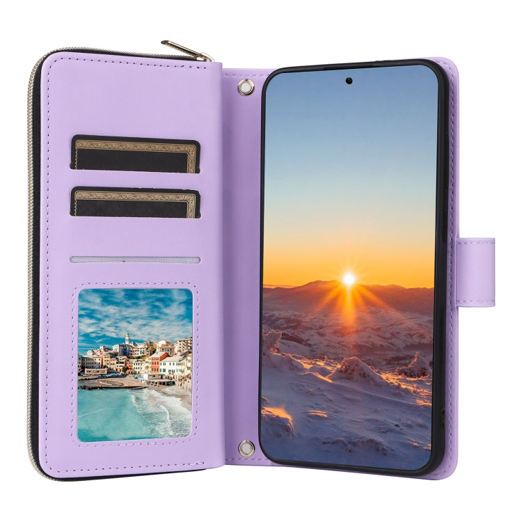 For Samsung Galaxy S24 FE 5G Crossbody Rhombic Zipper Tower Buckle Leather Phone Case with Lanyard(Purple) - Galaxy S24 FE 5G Cases by PMC Jewellery | Online Shopping South Africa | PMC Jewellery | Buy Now Pay Later Mobicred