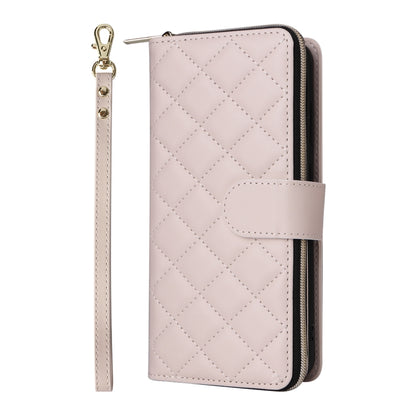 For Samsung Galaxy S24 FE 5G Crossbody Rhombic Zipper Tower Buckle Leather Phone Case with Lanyard(Beige) - Galaxy S24 FE 5G Cases by PMC Jewellery | Online Shopping South Africa | PMC Jewellery | Buy Now Pay Later Mobicred