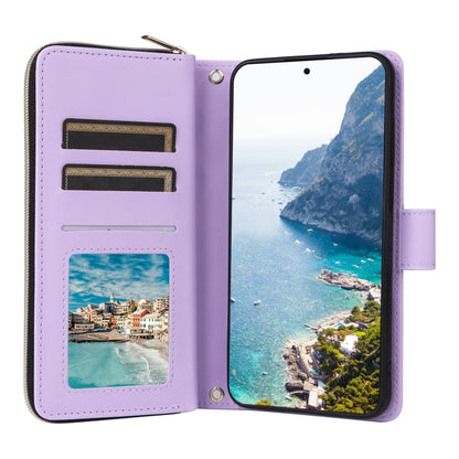 For Samsung Galaxy S25+ 5G Crossbody Rhombic Zipper Tower Buckle Leather Phone Case with Lanyard(Purple) - Galaxy S25+ 5G Cases by PMC Jewellery | Online Shopping South Africa | PMC Jewellery | Buy Now Pay Later Mobicred