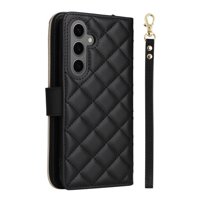 For Samsung Galaxy S25+ 5G Crossbody Rhombic Zipper Tower Buckle Leather Phone Case with Lanyard(Black) - Galaxy S25+ 5G Cases by PMC Jewellery | Online Shopping South Africa | PMC Jewellery | Buy Now Pay Later Mobicred