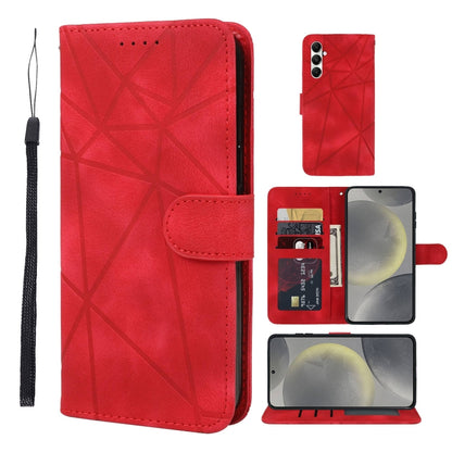 For Samsung Galaxy S24+ / S25+ 5G Skin Feel Geometric Lines Leather Phone Case(Red) - Galaxy S24+ 5G Cases by PMC Jewellery | Online Shopping South Africa | PMC Jewellery | Buy Now Pay Later Mobicred