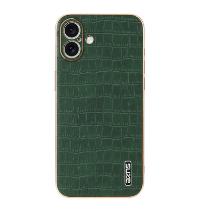 For iPhone 16 AZNS Electroplated Frame Crocodile Texture Full Coverage Phone Case(Green) - iPhone 16 Cases by AZNS | Online Shopping South Africa | PMC Jewellery | Buy Now Pay Later Mobicred