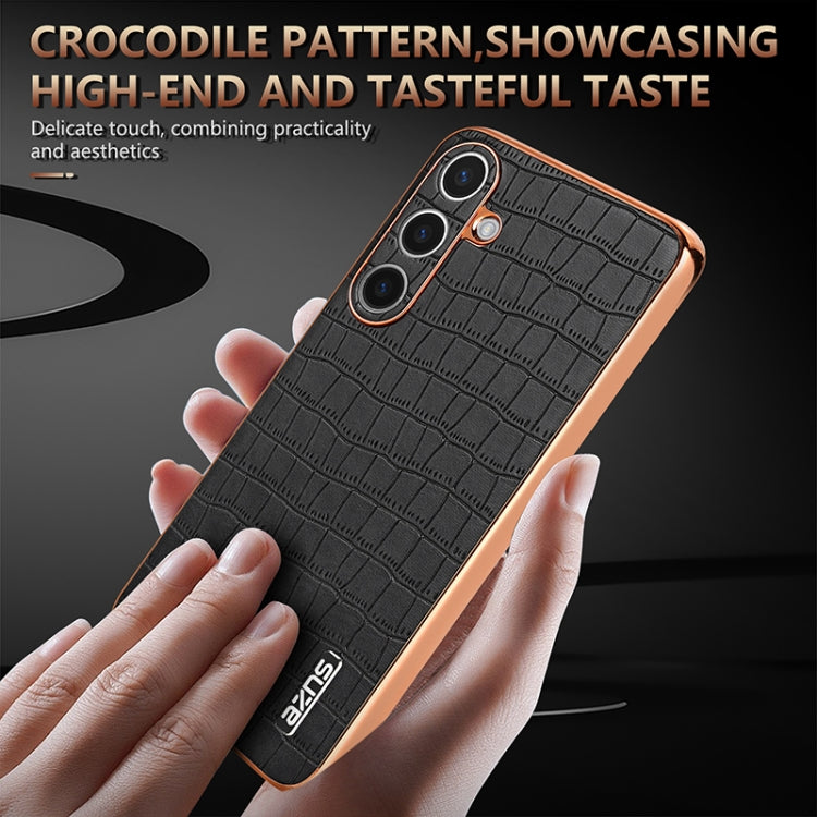 For Samsung Galaxy S24 5G AZNS Electroplated Frame Crocodile Texture Full Coverage Phone Case(Black) - Galaxy S24 5G Cases by AZNS | Online Shopping South Africa | PMC Jewellery | Buy Now Pay Later Mobicred