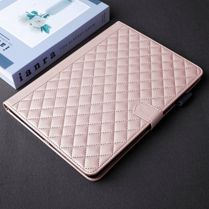 For iPad Pro 11 2024 Rhombus Lattice Leather Smart Tablet Case(Rose Gold) - iPad Pro 11 2024 Cases by PMC Jewellery | Online Shopping South Africa | PMC Jewellery | Buy Now Pay Later Mobicred