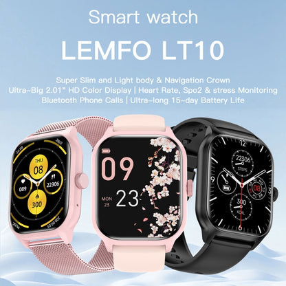 LEMFO LT10 2.01 inch TFT Screen Smart Watch Supports Bluetooth Call / Health Monitoring, Steel Strap(Black) - Smart Watches by LEMFO | Online Shopping South Africa | PMC Jewellery | Buy Now Pay Later Mobicred