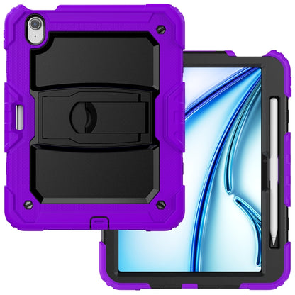 For iPad Air 11 2024 Silicone Hydric PC Tablet Case with Shoulder Strap & Holder(Purple) - iPad Air 11 2024 Cases by PMC Jewellery | Online Shopping South Africa | PMC Jewellery | Buy Now Pay Later Mobicred