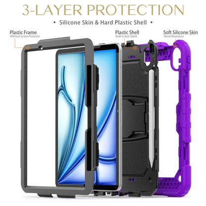 For iPad Air 11 2024 Silicone Hydric PC Tablet Case with Shoulder Strap & Holder(Purple) - iPad Air 11 2024 Cases by PMC Jewellery | Online Shopping South Africa | PMC Jewellery | Buy Now Pay Later Mobicred