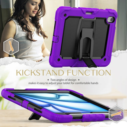 For iPad Air 11 2024 Silicone Hydric PC Tablet Case with Shoulder Strap & Holder(Purple) - iPad Air 11 2024 Cases by PMC Jewellery | Online Shopping South Africa | PMC Jewellery | Buy Now Pay Later Mobicred