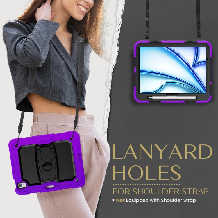 For iPad Air 11 2024 Silicone Hydric PC Tablet Case with Shoulder Strap & Holder(Purple) - iPad Air 11 2024 Cases by PMC Jewellery | Online Shopping South Africa | PMC Jewellery | Buy Now Pay Later Mobicred