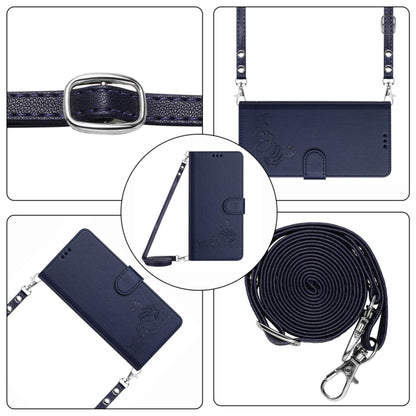 For Blackview A52 Cat Rat Embossed Pattern RFID Leather Phone Case with Lanyard(Blue) - More Brand by PMC Jewellery | Online Shopping South Africa | PMC Jewellery | Buy Now Pay Later Mobicred