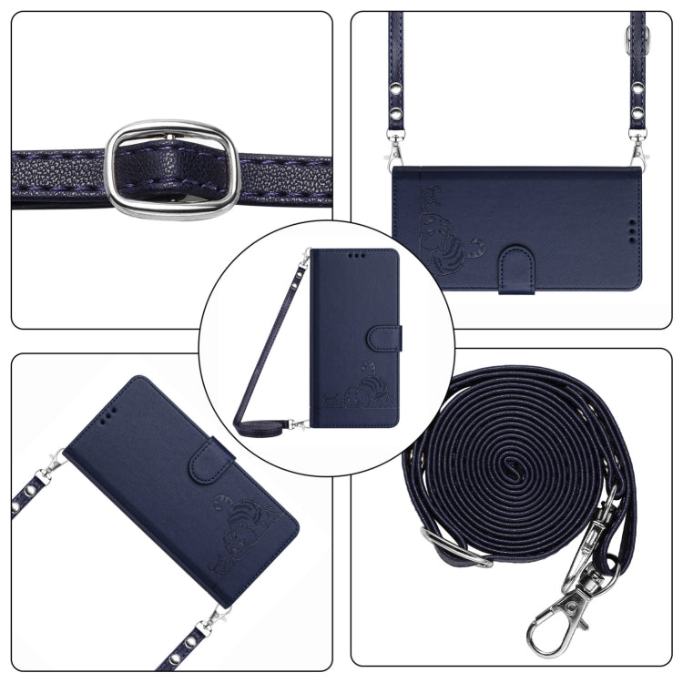 For Blackview A53 Cat Rat Embossed Pattern RFID Leather Phone Case with Lanyard(Blue) - More Brand by PMC Jewellery | Online Shopping South Africa | PMC Jewellery | Buy Now Pay Later Mobicred